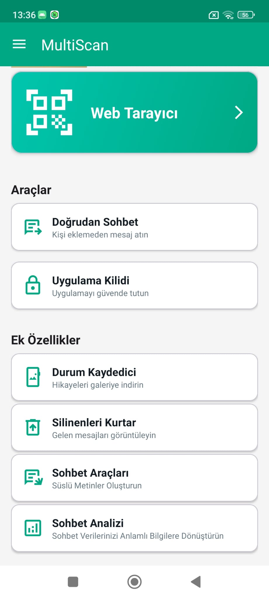 MultiScan Uygulama Arayüzü