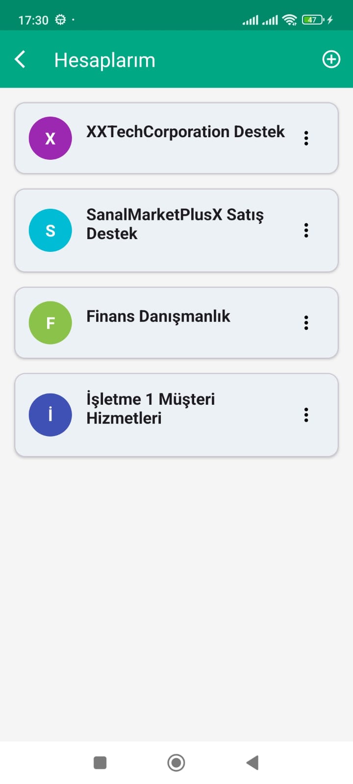 Çoklu Hesap Yönetimi Ekranı